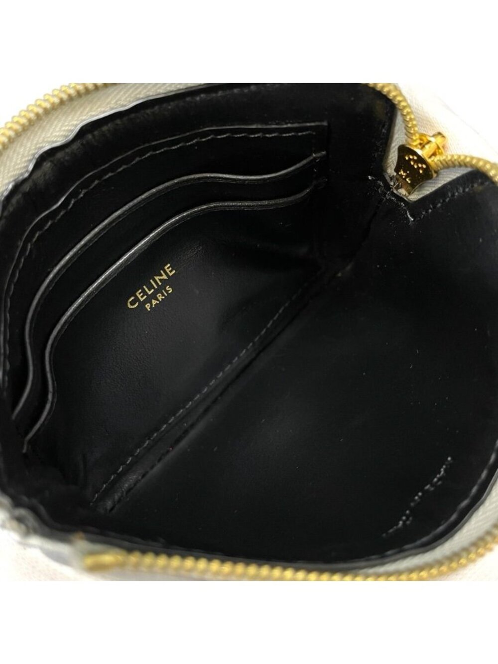 Celine C Charm Coin Purse Card Case Mini Pouch Quilted Leather Silver Simple - Picture 6 of 9